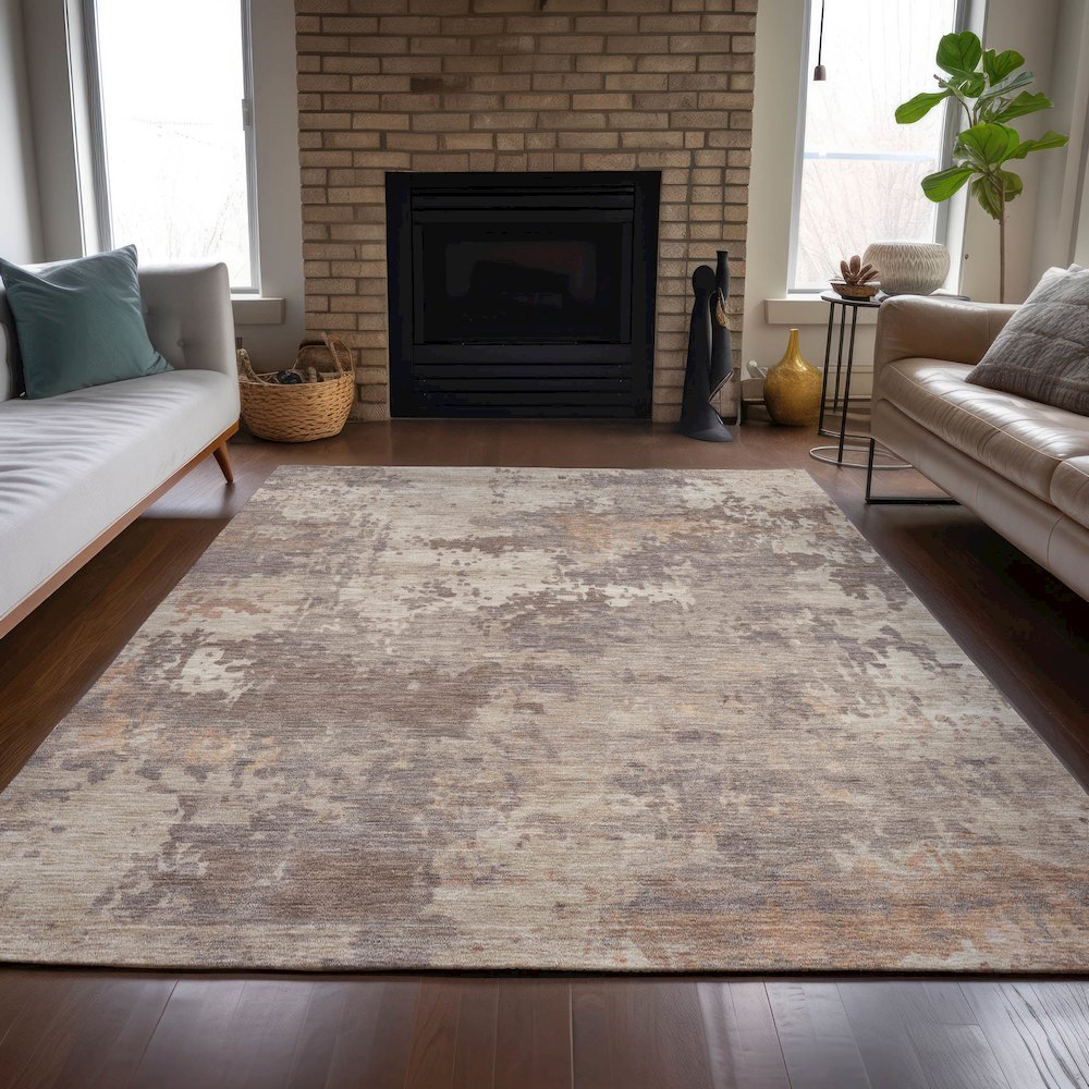 Machine Washable Indoor/Outdoor Chantille ACN2143 Brown 3' x 5' Rug