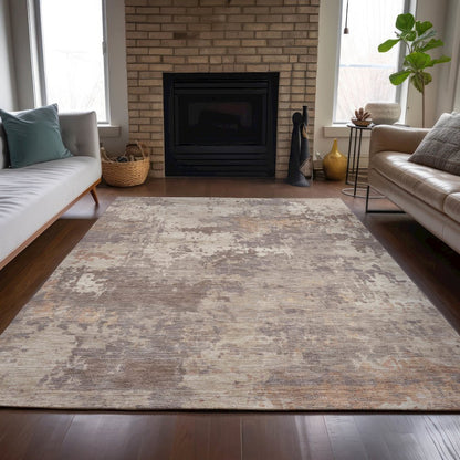Machine Washable Indoor/Outdoor Chantille ACN2143 Brown 3' x 5' Rug