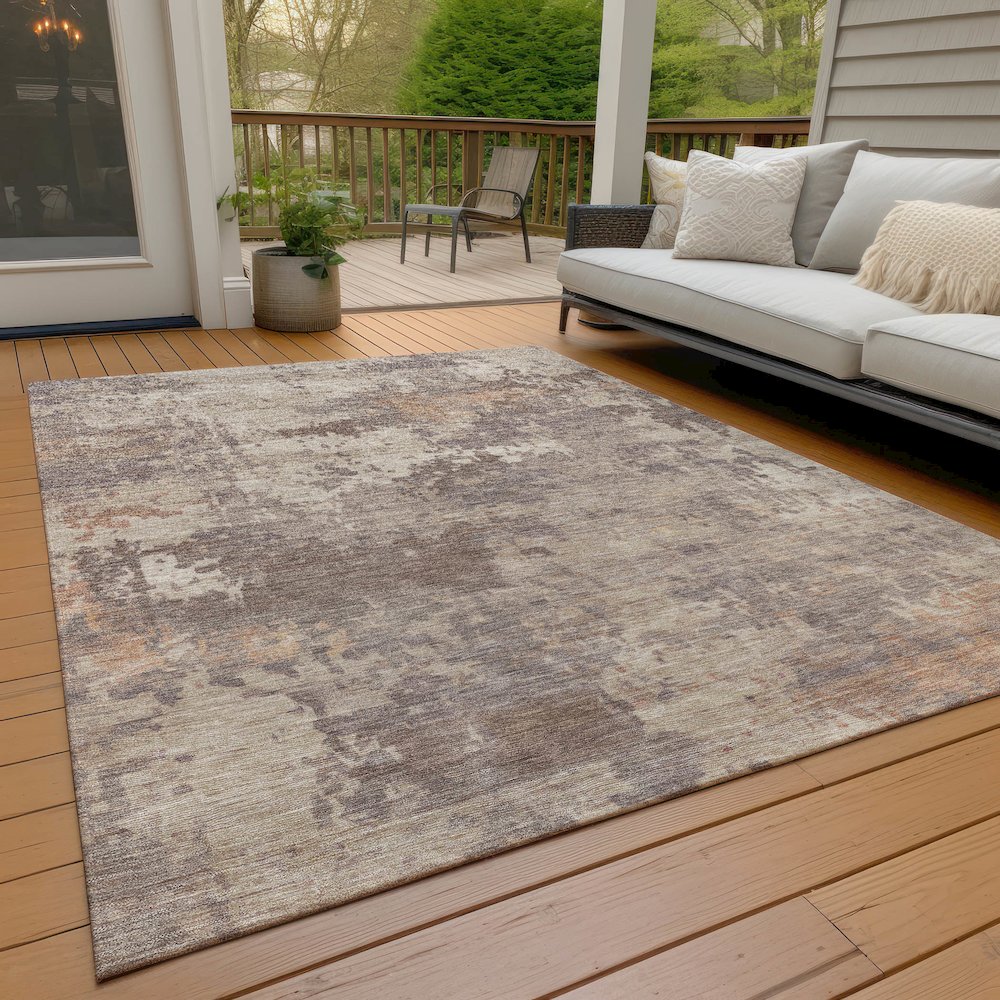 Machine Washable Indoor/Outdoor Chantille ACN2143 Brown 3' x 5' Rug