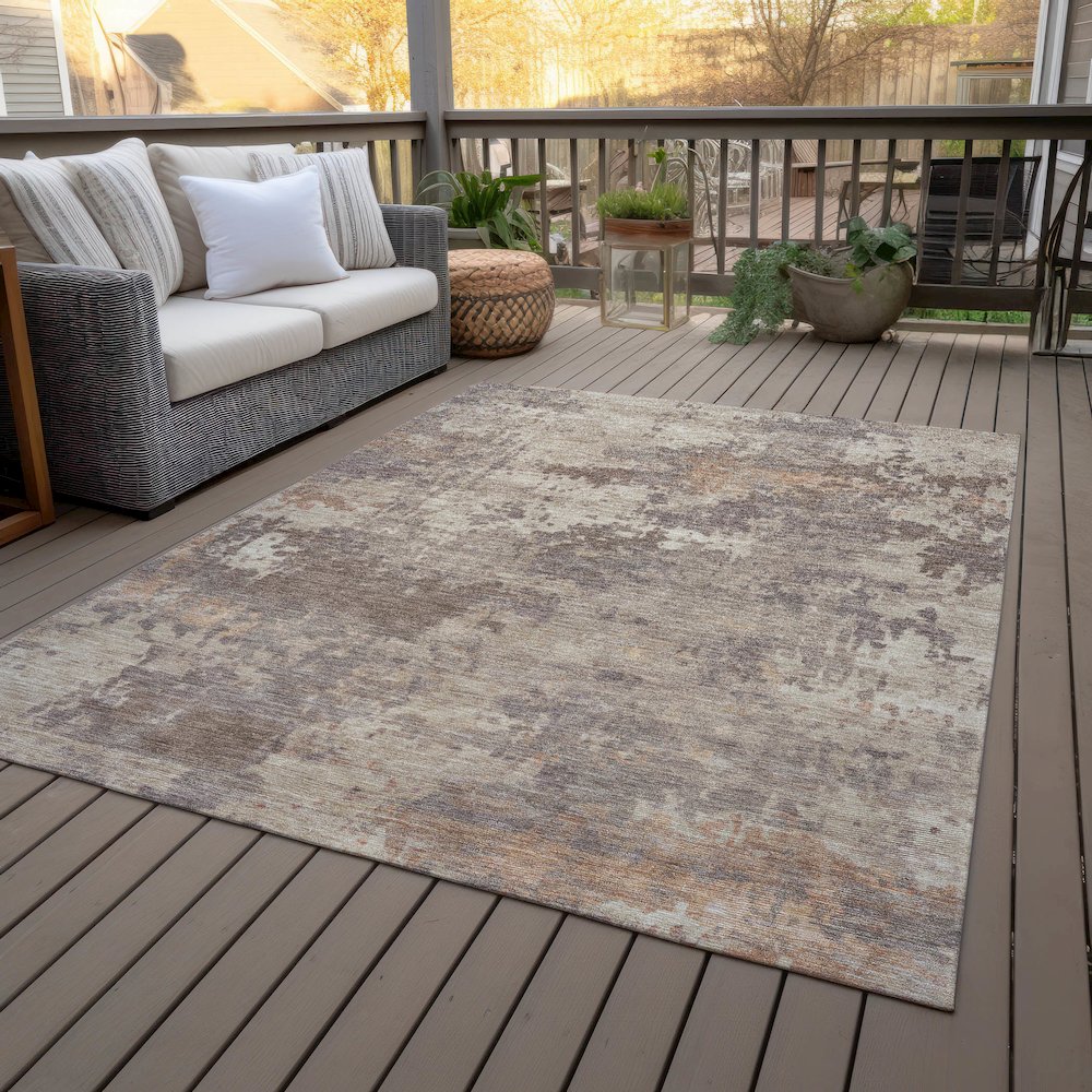 Machine Washable Indoor/Outdoor Chantille ACN2143 Brown 3' x 5' Rug
