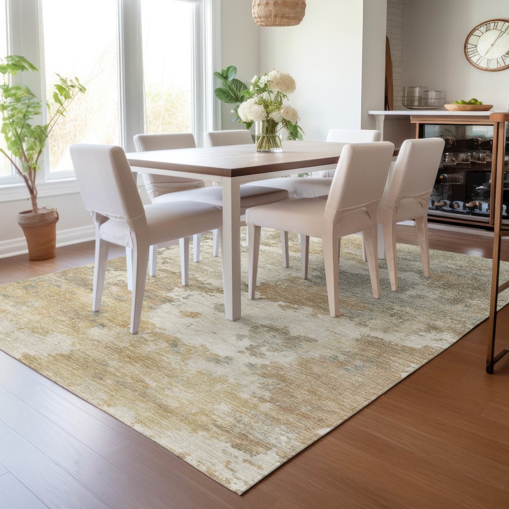 Machine Washable Indoor/Outdoor Chantille ACN2144 Khaki 3' x 5' Rug