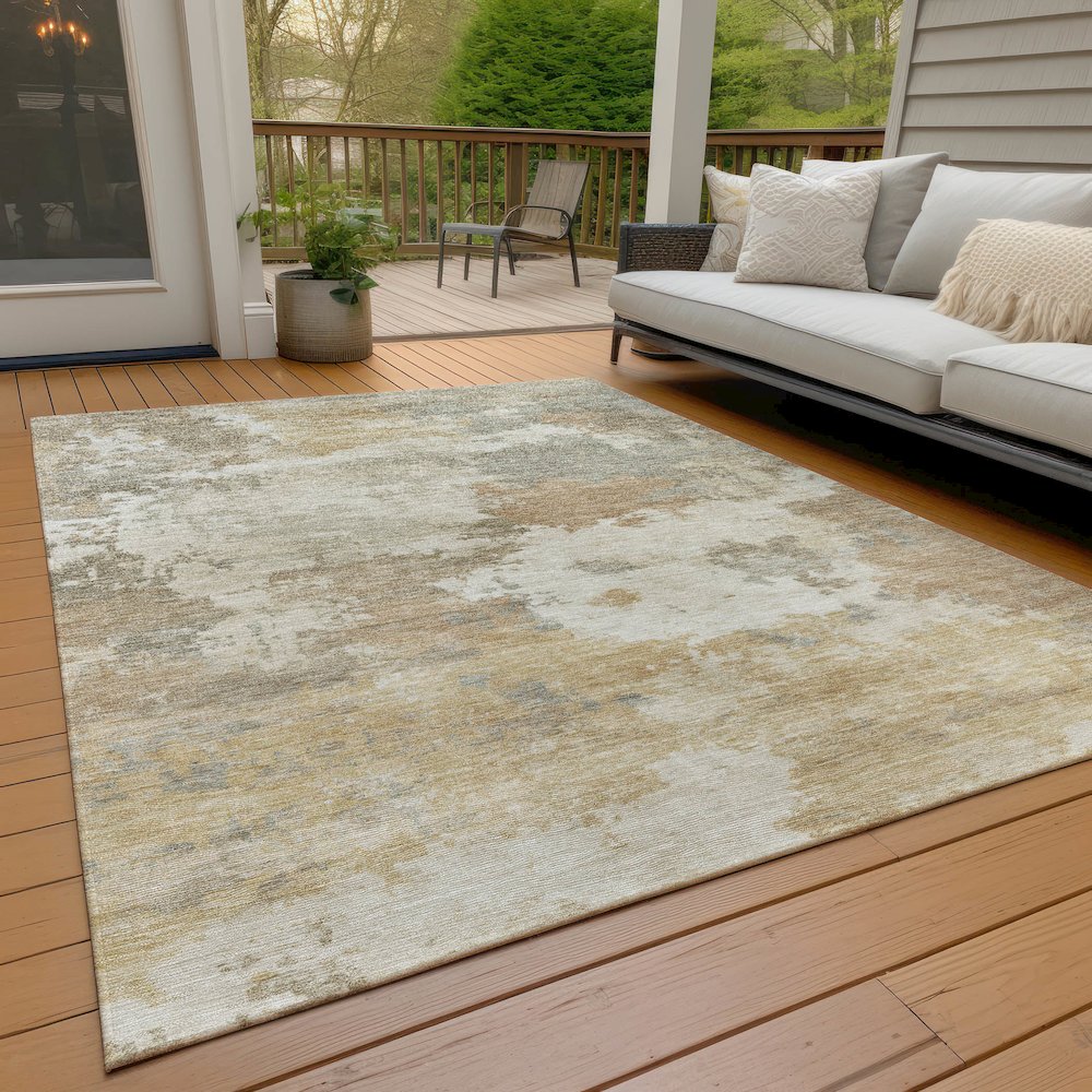 Machine Washable Indoor/Outdoor Chantille ACN2144 Khaki 3' x 5' Rug