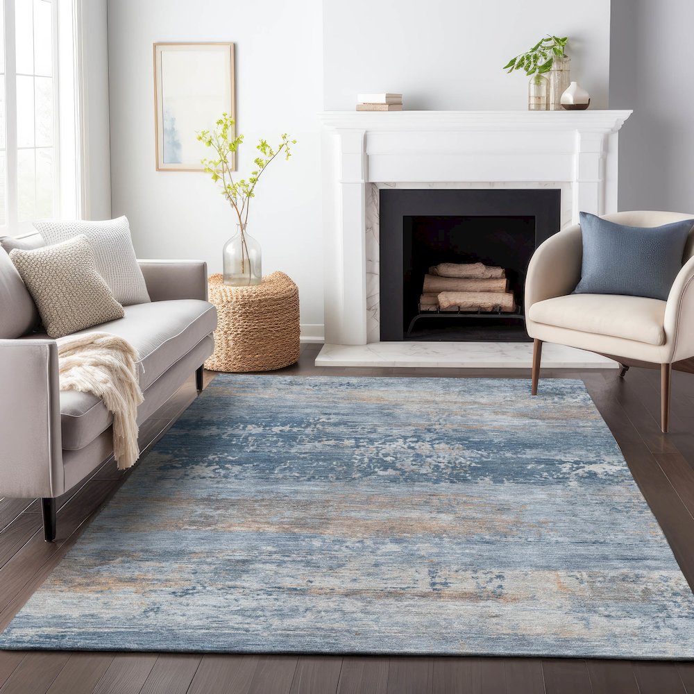 Machine Washable Indoor/Outdoor Chantille ACN2146 Denim 3' x 5' Rug