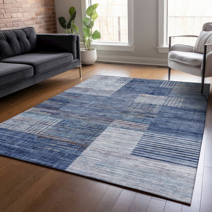Machine Washable Indoor/Outdoor Chantille ACN2149 Blue 3' x 5' Rug