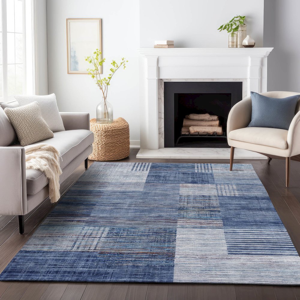 Machine Washable Indoor/Outdoor Chantille ACN2149 Blue 3' x 5' Rug
