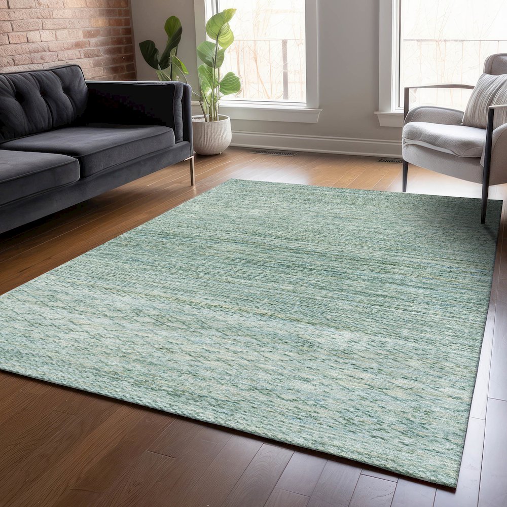 Machine Washable Indoor/Outdoor Chantille ACN2150 Aqua 3' x 5' Rug