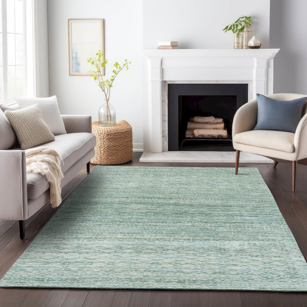 Machine Washable Indoor/Outdoor Chantille ACN2150 Aqua 3' x 5' Rug