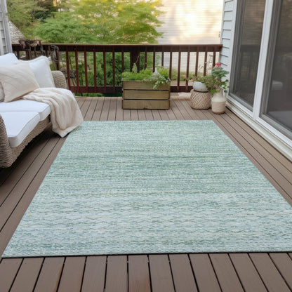 Machine Washable Indoor/Outdoor Chantille ACN2150 Aqua 3' x 5' Rug
