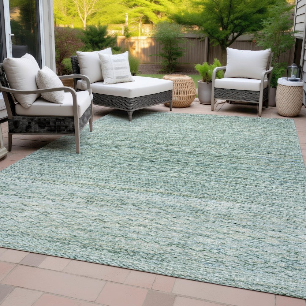 Machine Washable Indoor/Outdoor Chantille ACN2150 Aqua 3' x 5' Rug