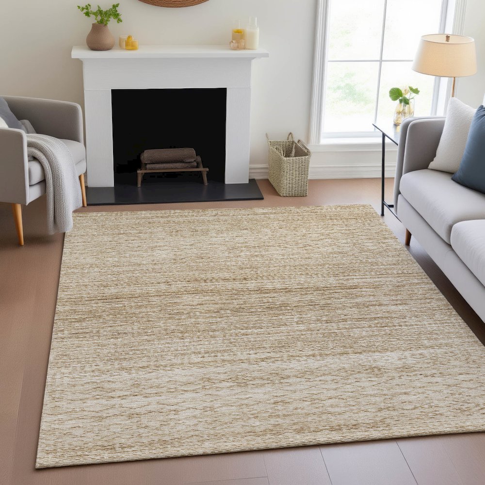 Machine Washable Indoor/Outdoor Chantille ACN2150 Beige 3' x 5' Rug