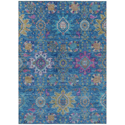 Machine Washable Indoor/Outdoor Chantille ACN2151 Blue 3' x 5' Rug