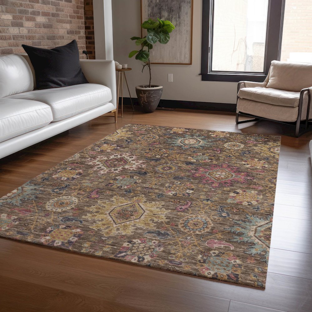 Machine Washable Indoor/Outdoor Chantille ACN2151 Chocolate 3' x 5' Rug