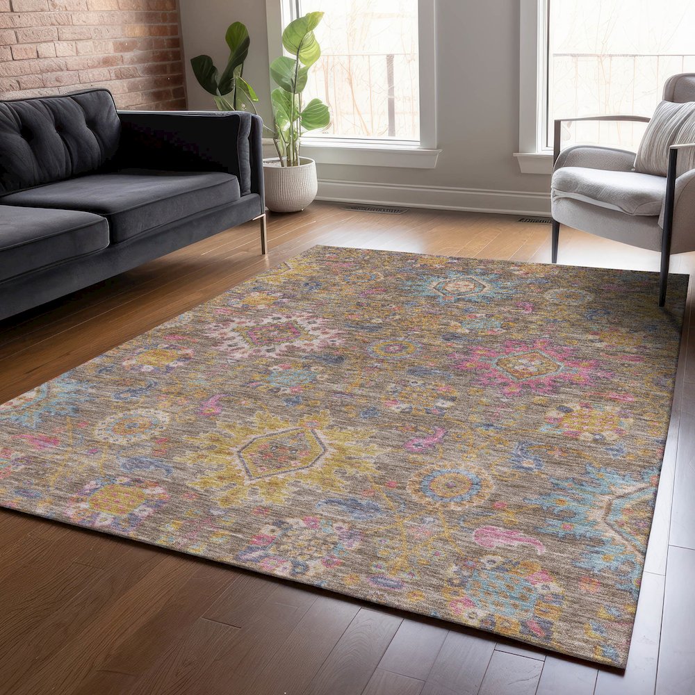 Machine Washable Indoor/Outdoor Chantille ACN2151 Mocha 3' x 5' Rug