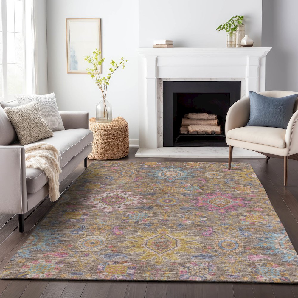 Machine Washable Indoor/Outdoor Chantille ACN2151 Mocha 3' x 5' Rug