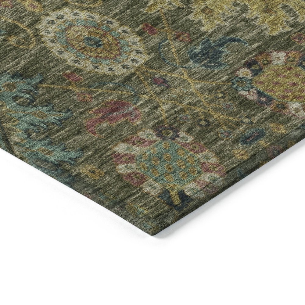 Machine Washable Indoor/Outdoor Chantille ACN2151 Olive 2'3" x 7'6" Runner Rug