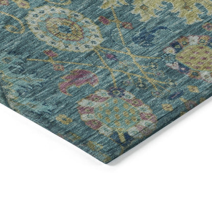 Machine Washable Indoor/Outdoor Chantille ACN2151 Teal 2'3" x 7'6" Runner Rug