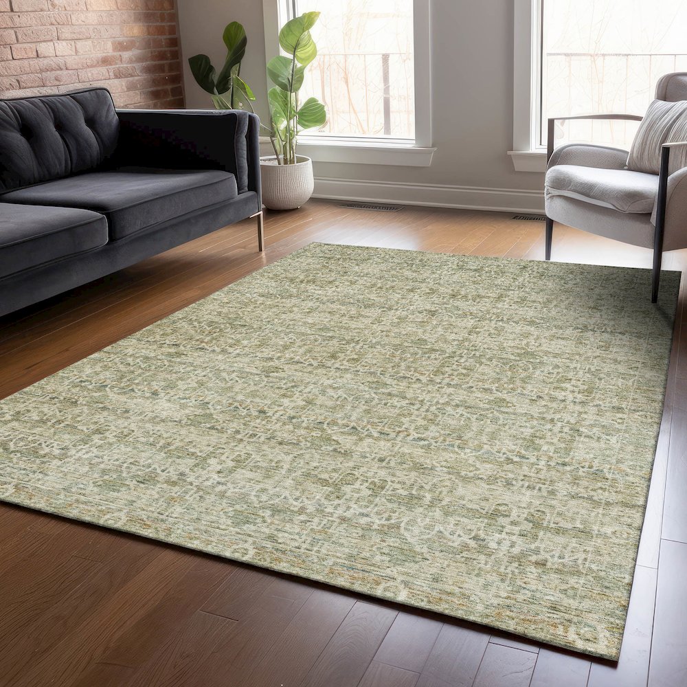 Machine Washable Indoor/Outdoor Chantille ACN2152 Sage 3' x 5' Rug