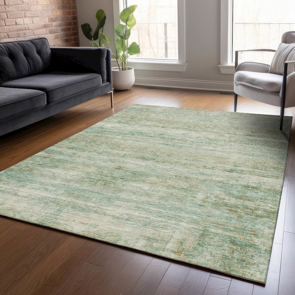 Machine Washable Indoor/Outdoor Chantille ACN2154 Green 3' x 5' Rug