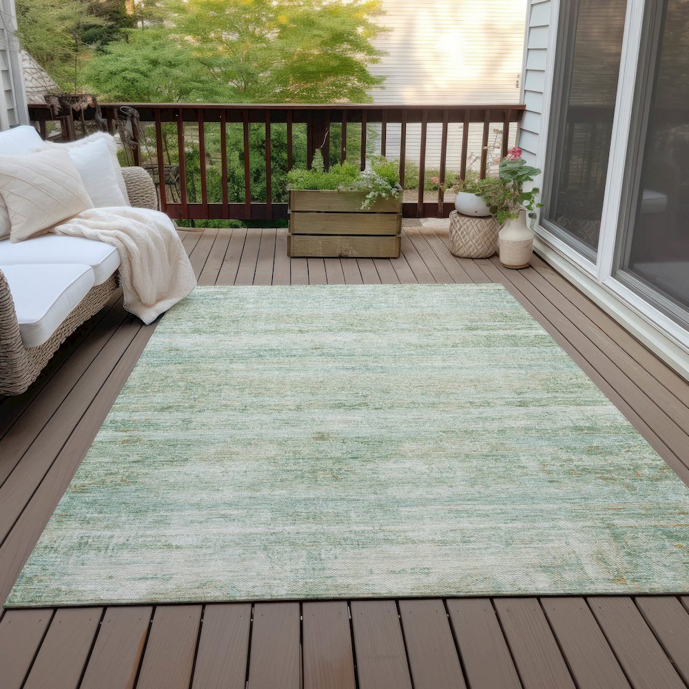 Machine Washable Indoor/Outdoor Chantille ACN2154 Green 3' x 5' Rug