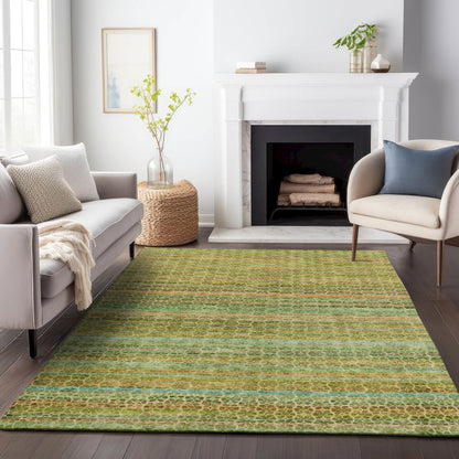 Machine Washable Indoor/Outdoor Chantille ACN2155 Green 3' x 5' Rug