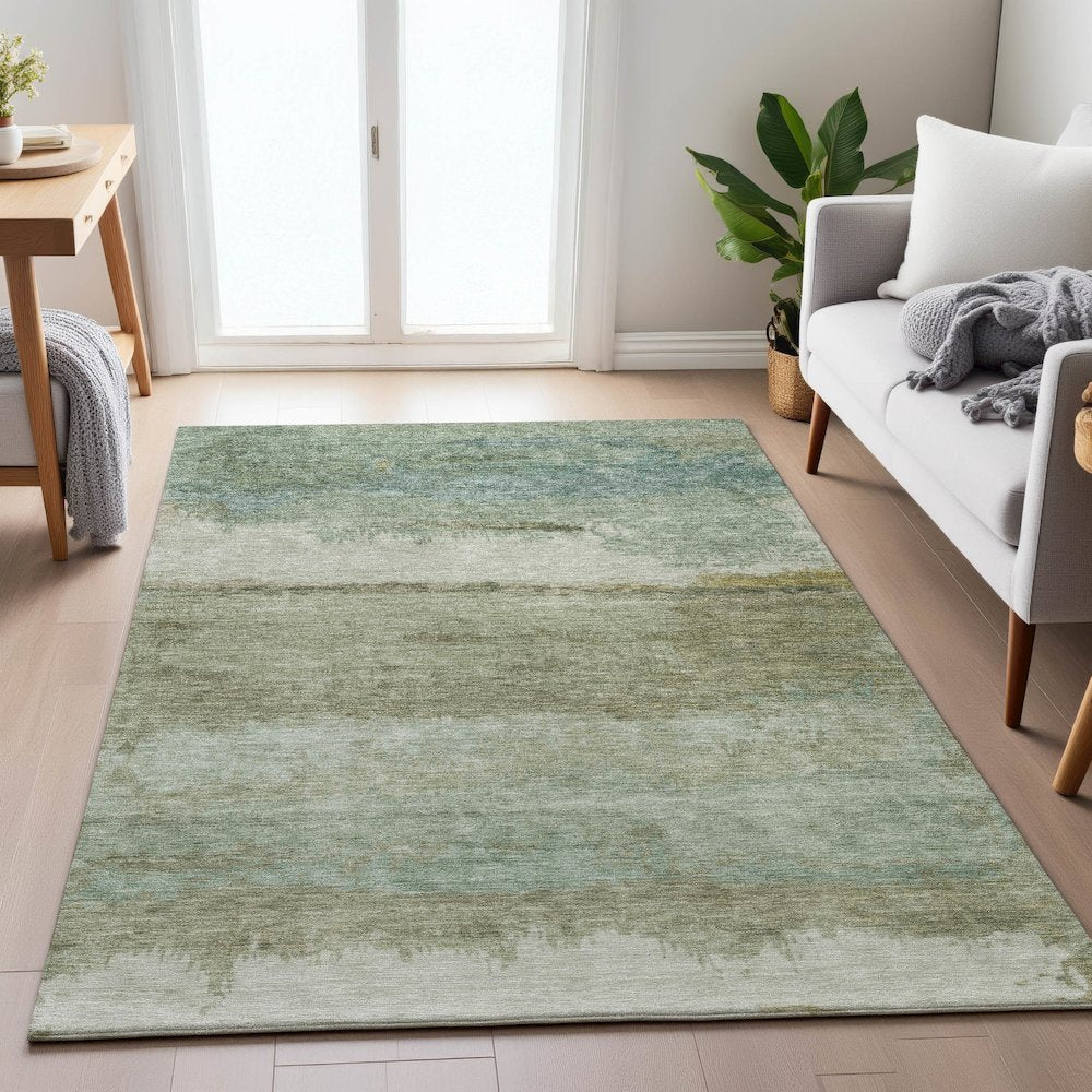 Machine Washable Indoor/Outdoor Chantille ACN2156 Green 3' x 5' Rug