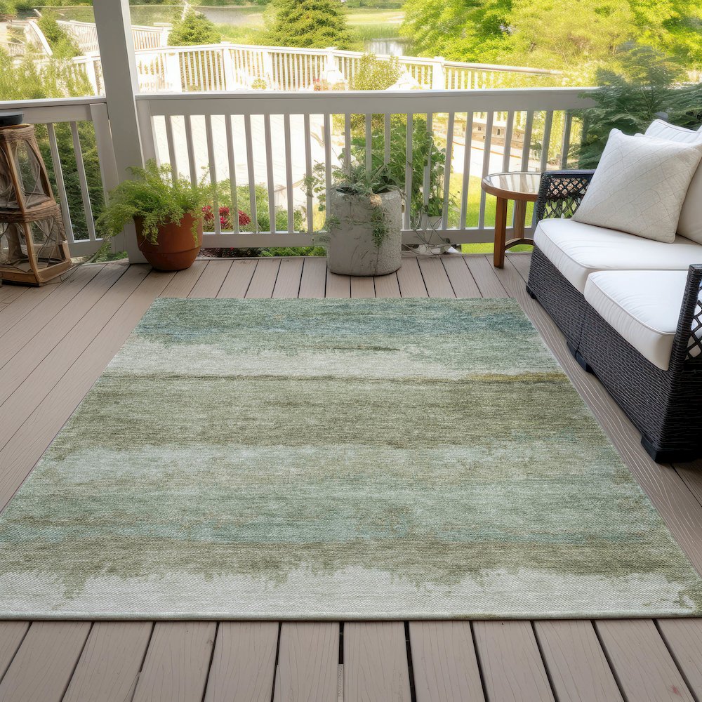 Machine Washable Indoor/Outdoor Chantille ACN2156 Green 3' x 5' Rug