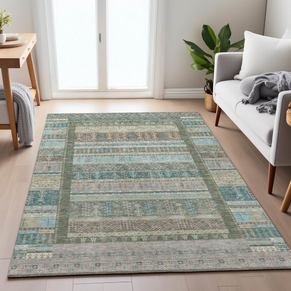 Machine Washable Indoor/Outdoor Chantille ACN2160 Aloe 3' x 5' Rug