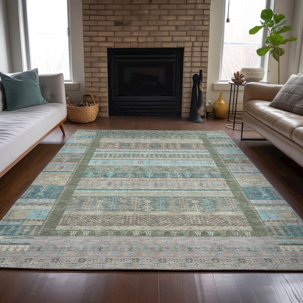 Machine Washable Indoor/Outdoor Chantille ACN2160 Aloe 3' x 5' Rug