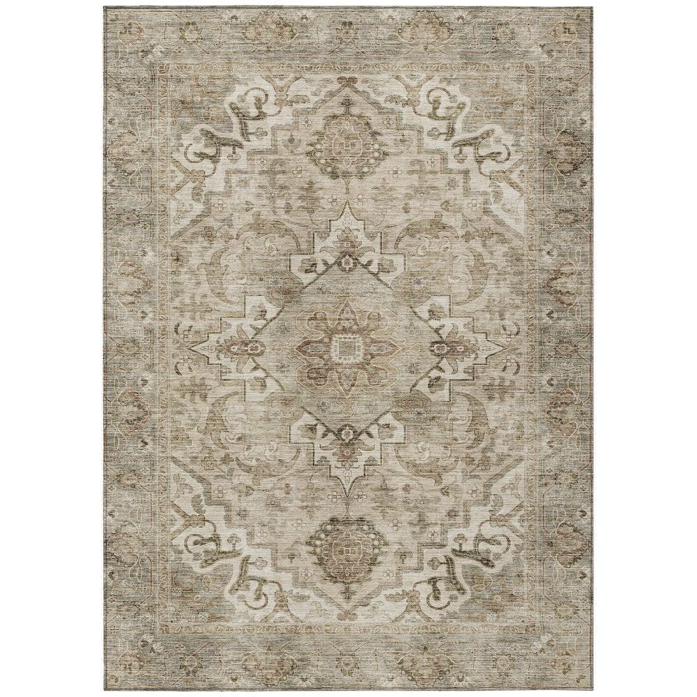 Machine Washable Indoor/Outdoor Chantille ACN2164 Beige 3' x 5' Rug