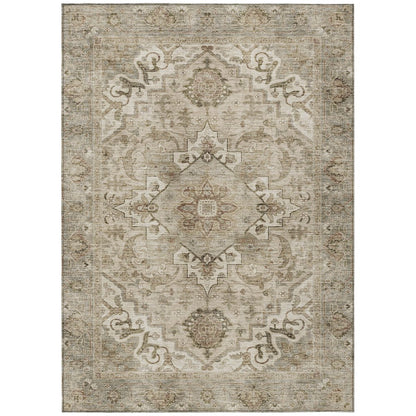 Machine Washable Indoor/Outdoor Chantille ACN2164 Beige 3' x 5' Rug