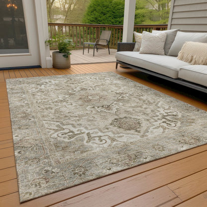 Machine Washable Indoor/Outdoor Chantille ACN2164 Beige 3' x 5' Rug