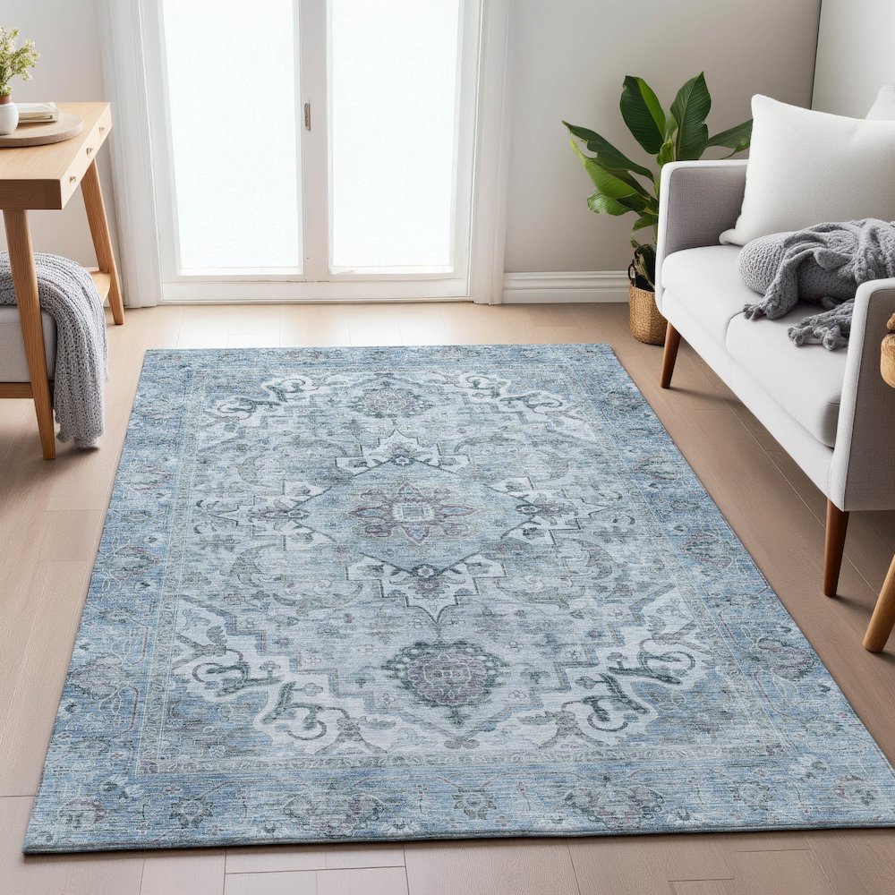 Machine Washable Indoor/Outdoor Chantille ACN2164 Sky 3' x 5' Rug
