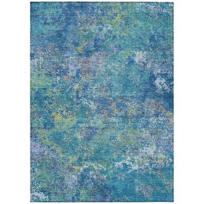 Machine Washable Indoor/Outdoor Chantille ACN2166 Blue 3' x 5' Rug