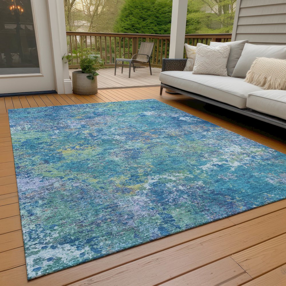 Machine Washable Indoor/Outdoor Chantille ACN2166 Blue 3' x 5' Rug