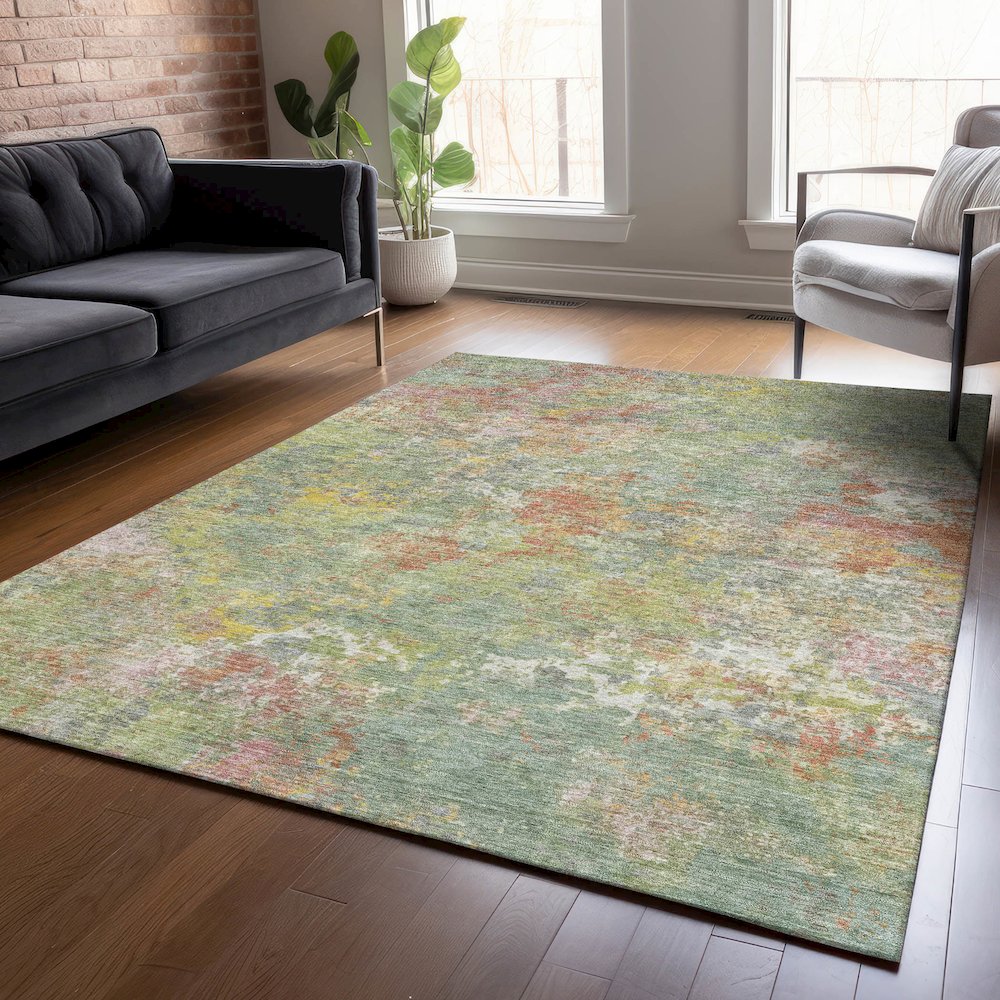 Machine Washable Indoor/Outdoor Chantille ACN2166 Green 3' x 5' Rug