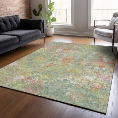 Machine Washable Indoor/Outdoor Chantille ACN2166 Green 3' x 5' Rug
