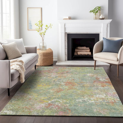 Machine Washable Indoor/Outdoor Chantille ACN2166 Green 3' x 5' Rug