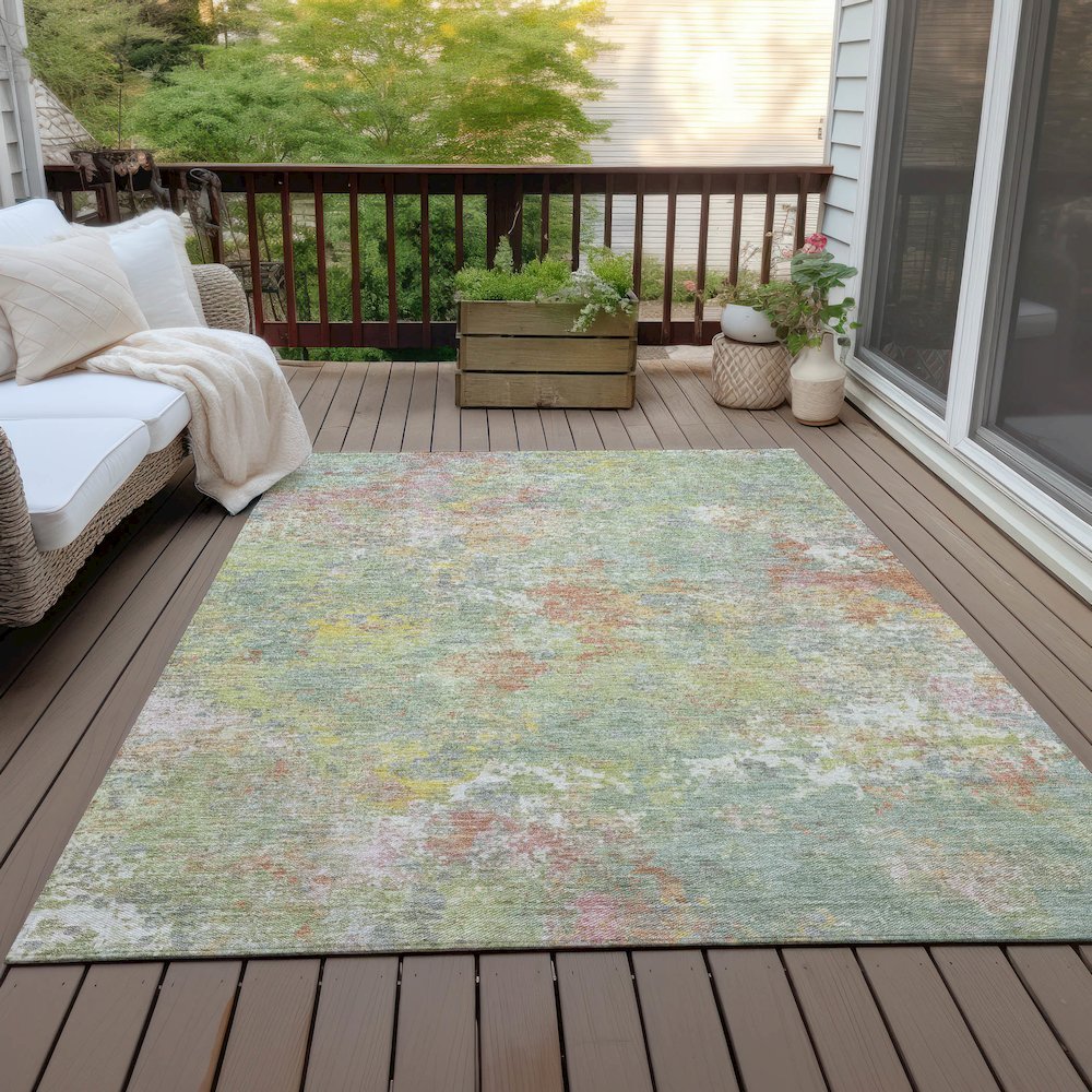 Machine Washable Indoor/Outdoor Chantille ACN2166 Green 3' x 5' Rug