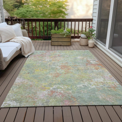 Machine Washable Indoor/Outdoor Chantille ACN2166 Green 3' x 5' Rug