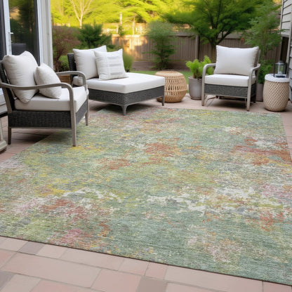 Machine Washable Indoor/Outdoor Chantille ACN2166 Green 3' x 5' Rug