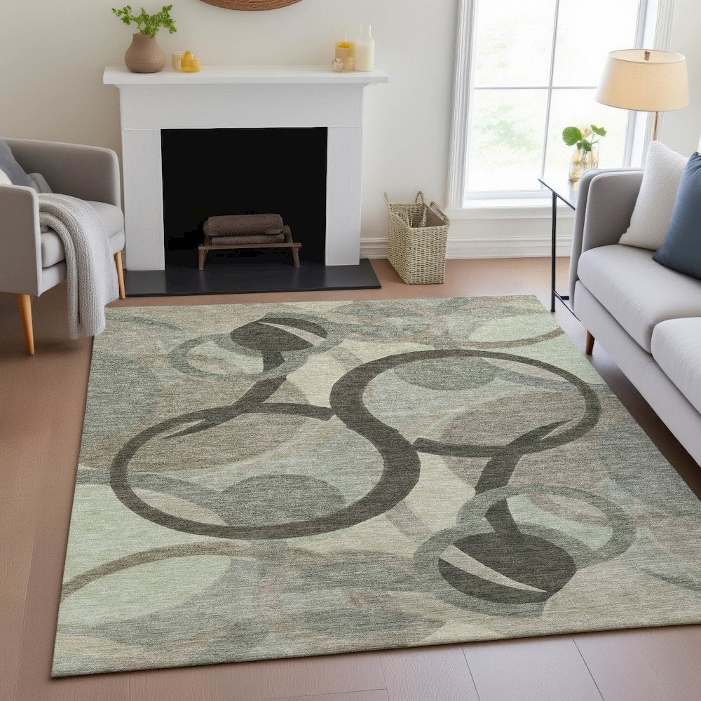 Machine Washable Indoor/Outdoor Chantille ACN2168 Brown 3' x 5' Rug