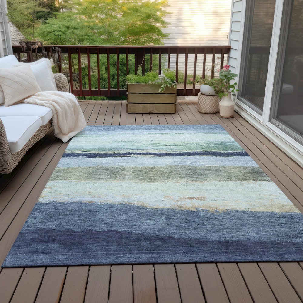Machine Washable Indoor/Outdoor Chantille ACN2169 Denim 3' x 5' Rug