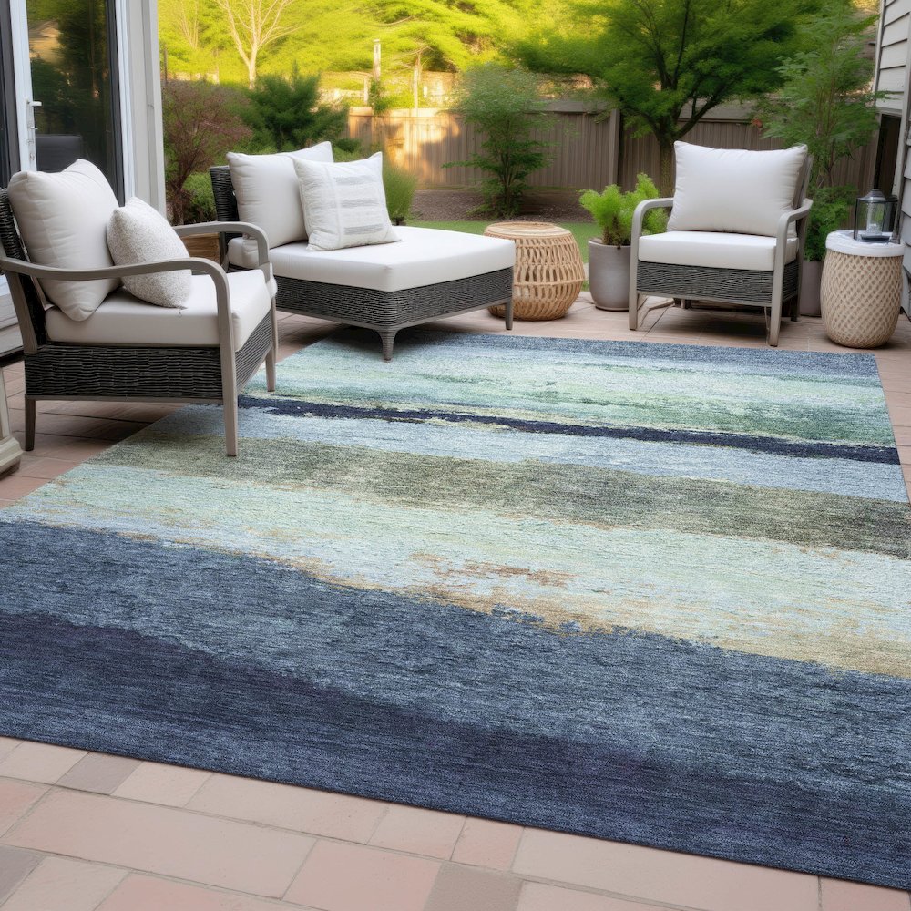 Machine Washable Indoor/Outdoor Chantille ACN2169 Denim 3' x 5' Rug