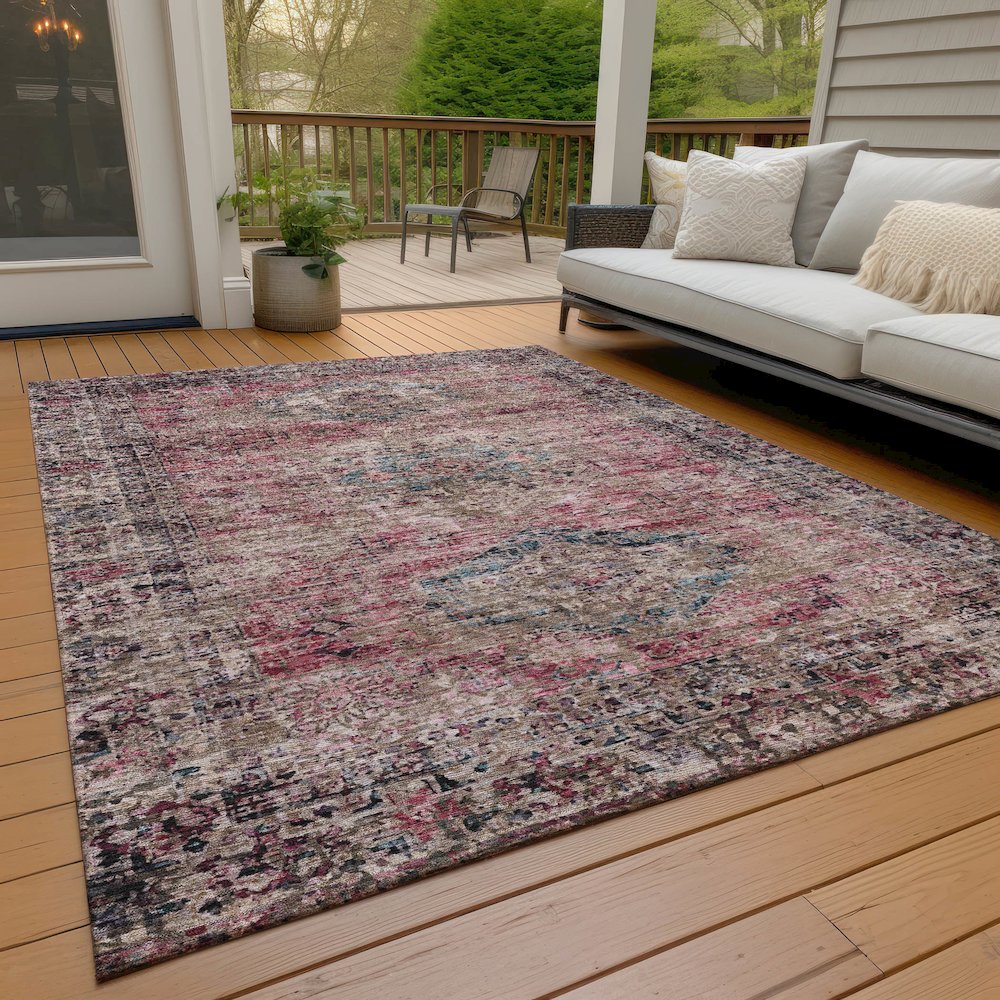 Machine Washable Indoor/Outdoor Chantille ACN2170 Pink 3' x 5' Rug