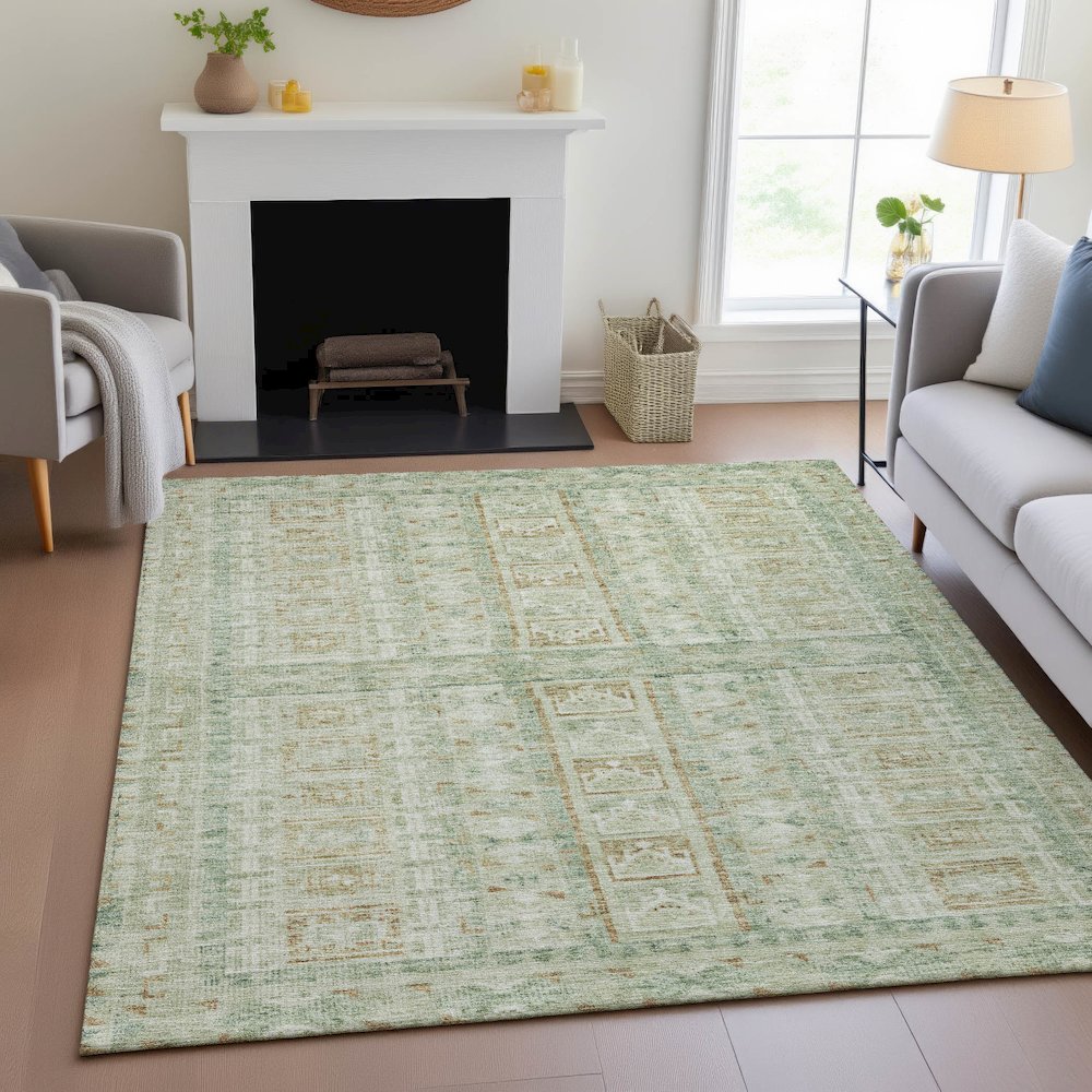 Machine Washable Indoor/Outdoor Chantille ACN2173 Green 3' x 5' Rug