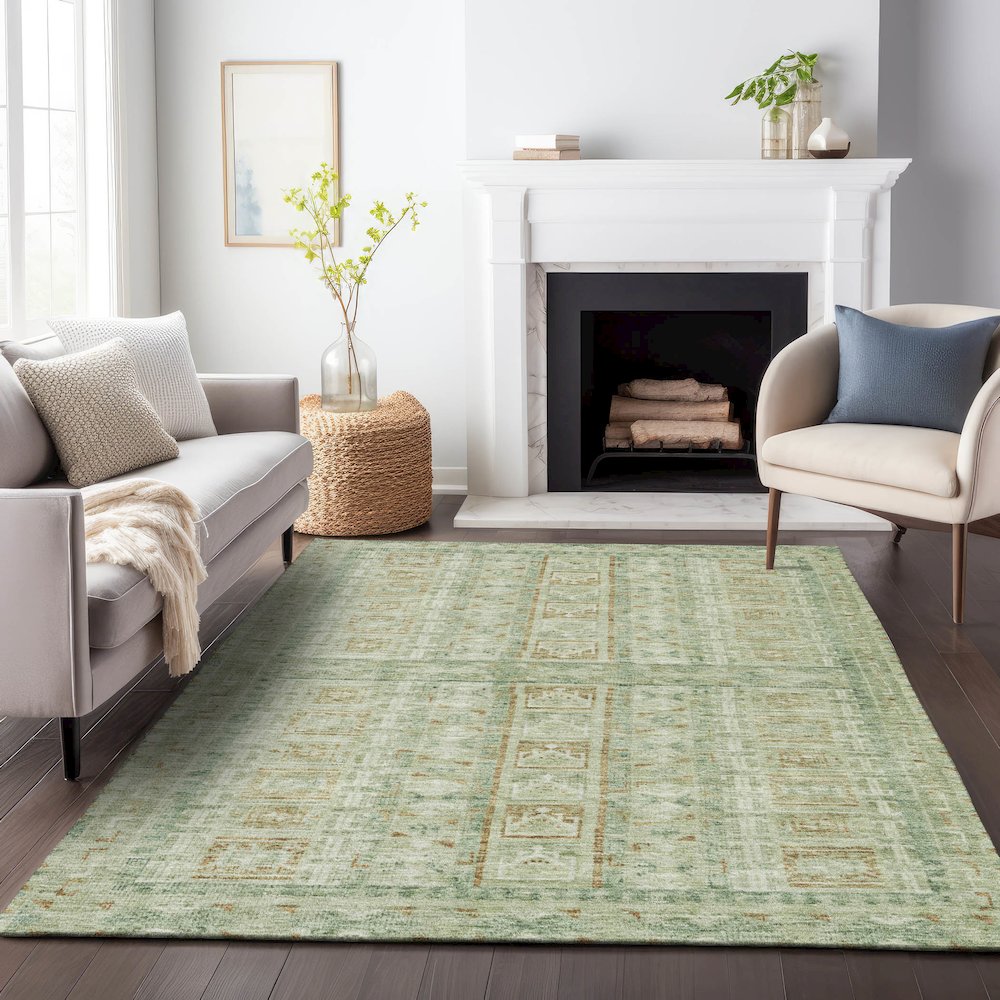 Machine Washable Indoor/Outdoor Chantille ACN2173 Green 3' x 5' Rug