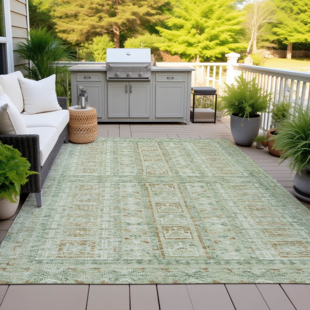 Machine Washable Indoor/Outdoor Chantille ACN2173 Green 3' x 5' Rug