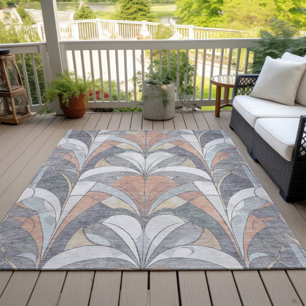 Machine Washable Indoor/Outdoor Chantille ACN2174 Gray 3' x 5' Rug