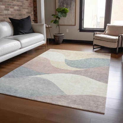 Machine Washable Indoor/Outdoor Chantille ACN2184 Beige 3' x 5' Rug