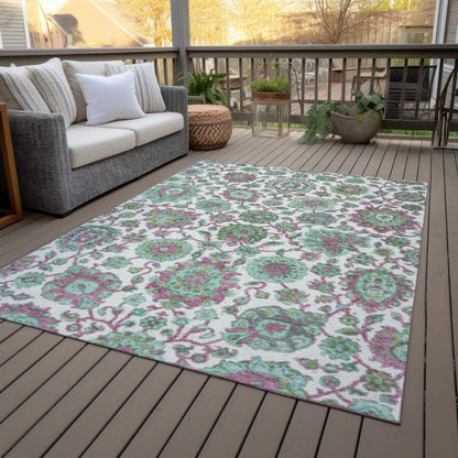 Machine Washable Indoor/Outdoor Chantille ACN2187 Mint 3' x 5' Rug